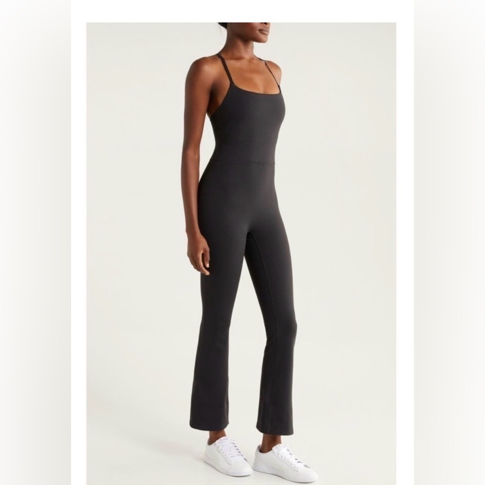 Zella Flex Flare Leg Racerback Keyhole Spaghetti Strap Jumpsuit